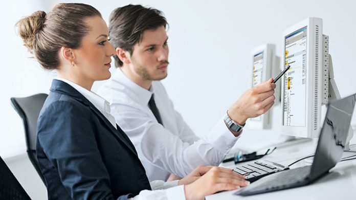 business people group working in customer and help desk office