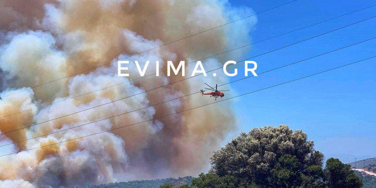 Εύβοια: Ανεξέλεγκτη η φωτιά στους Ραπταίους -Επιχειρούν και εναέρια μέσα, καίει κοντά σε οικισμό