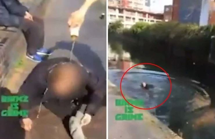 Νεαροί νταήδες έλουσαν με μπύρα άστεγο και τον πέταξαν στο ποτάμι (video)