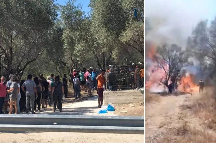 Μόρια: Κάτοικοι πιάστηκαν στα χέρια με τα ΜΑΤ – Φωτιές από τα δακρυγόνα