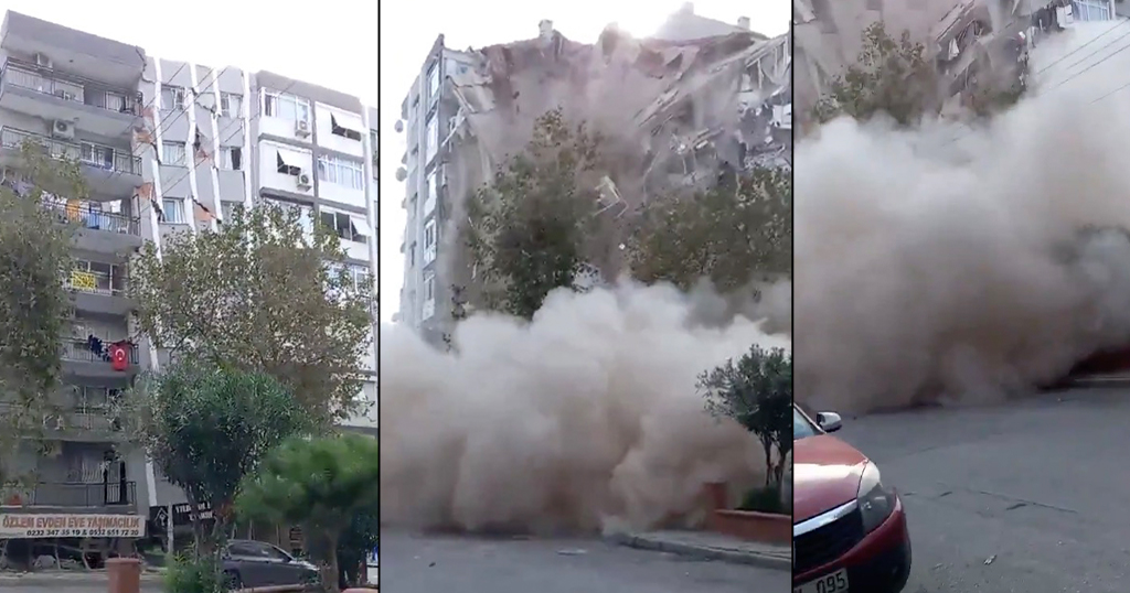 Σoκάρει το βίντεο από την στιγμή κατάρρευσης κτηρίου στην Σμύρνη